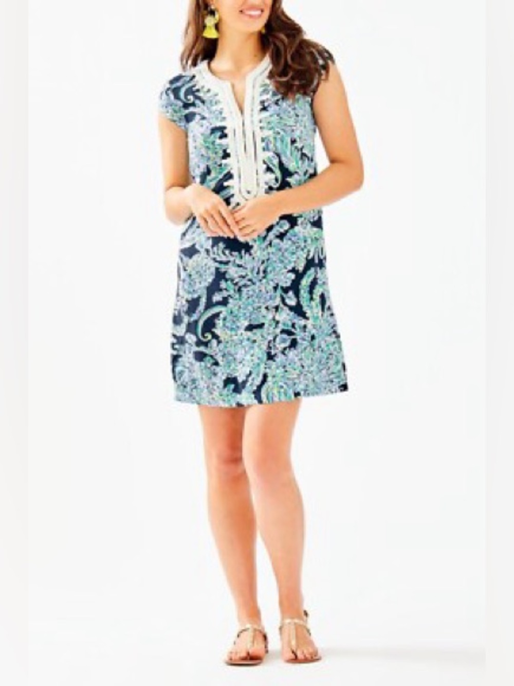 Classic Lilly Madia Tunic Dress High Tide Navy Scuba Doo Resort Luxury Coastal
